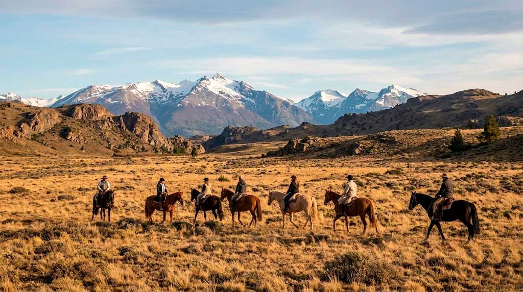 Cavalgada típica e churrasco na estepe patagônic